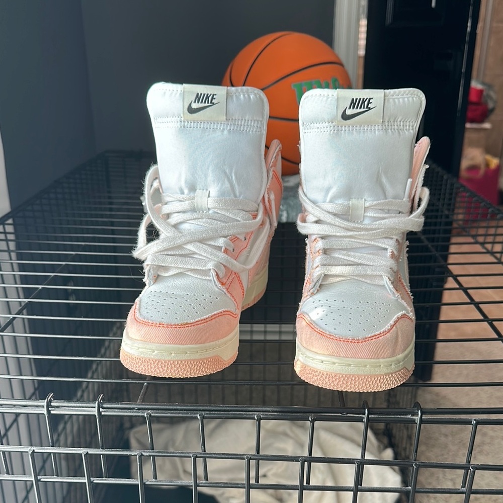 Nike White and Pink High-Top Sneakers